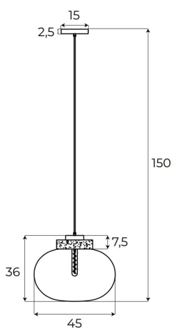 MAXLIGHT P0515 Lustre simple MOONSTONE SMOKE GLASS+BLACK MARBLE [1]