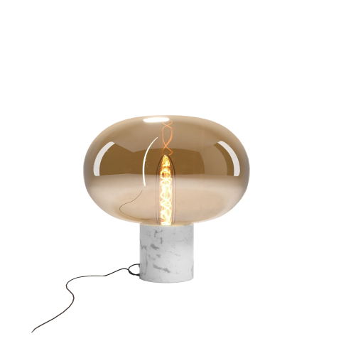 Veioze - MAXLIGHT T0056 veioza MOONSTONE AMBER GLASS + WHITE MARBLE