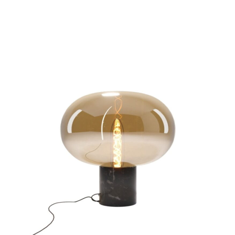 Veioze - MAXLIGHT T0058 Veioza MOONSTONE AMBER GLASS + BLACK MARBLE