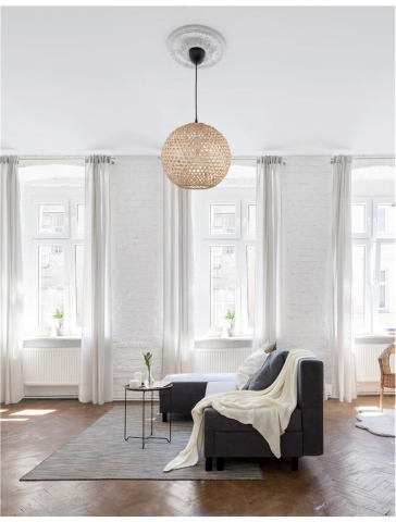 Lustre simple - MELODY suspensie SP1 - 9581501 - Natural Bamboo Black Fabric Wire & Base