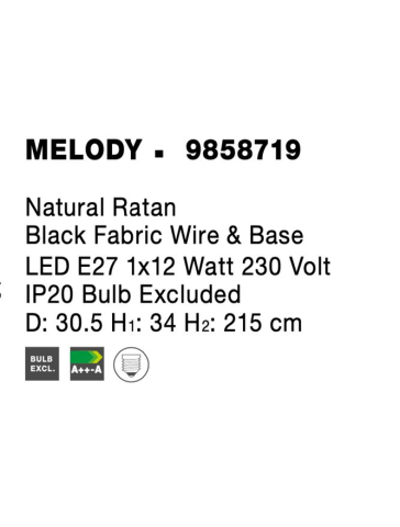 MELODY suspensie SP1 - 9858719 - Natural Ratan Black Fabric Wire & Base [6]