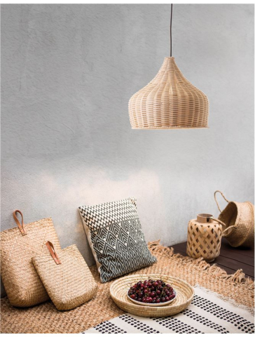Lustre simple - MIA suspensie SP1 - 9594341 - Natural Ratan & Wood Black Fabric Wire & Base