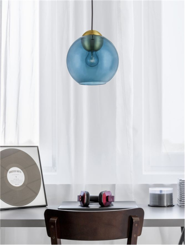Lustre simple - MIDORI suspensie SP1 - 9009240 - Brass Gold Metal & Dark Blue Glass