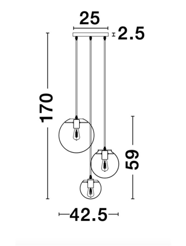 MIRALE suspensie SP3 - 9416933 - Clear Glass & Gold Metal, Black PVC Wire [7]
