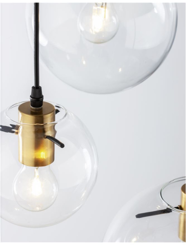 MIRALE suspensie SP3 - 9416933 - Clear Glass & Gold Metal, Black PVC Wire [6]