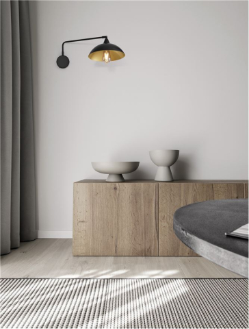 Lustre simple - MIRBA aplica AP1 - 9035979 - Sandy Black Metal Outside Gold Metal Inside