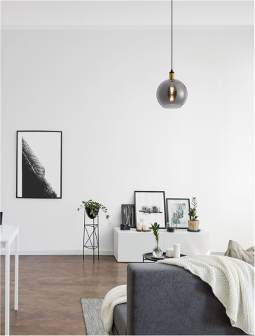 MIRRO suspensie SP1 - 9035960 - Smoky Glass Black & Gold Metal