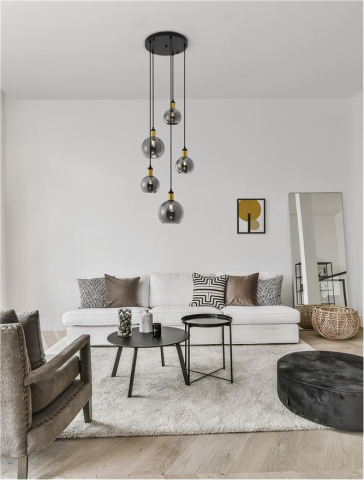 Lustre simple - MIRRO suspensie SP5 - 9035965 - Smoky Glass Black & Gold Metal