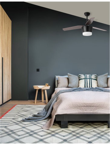 Corpuri pt interior - MONSOON plafoniera - 5260251 - Body: Steel Matt Black and Glass, Blades: Oak Wood