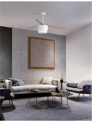 Corpuri pt interior - MONSOON plafoniera - 5260261 -Body: Steel Matt White and Glass, Blades: Maple Wood