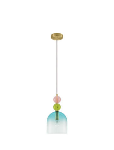 MURANO suspensie SP1 - 9009233 - Sandy Gold Metal Glossy Light Green, Blue & Pink Glass [1]