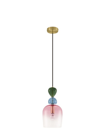 MURANO suspensie SP1 - 9009234 - Sandy Gold Metal Glossy Light Green, Blue & Pink Glass [1]
