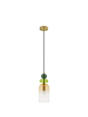 MURANO suspensie SP1 - 9009235 - Sandy Gold Metal Glossy Light Green, Blue & Pink Glass [1]