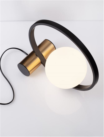 Veioze - NESO veioza - 9624094 - Opal Glass Brushed Gold & Black Aluminium