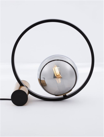 Veioze - NESO veioza - 9624095 - Smoky Glass Brushed Gold & Black Aluminium