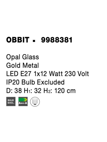 OBBIT suspensie SP1 - 9988381 - Opal Glass Gold Metal [4]