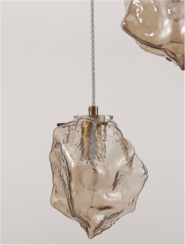 ODELLE suspensie SP3 - 9009254 - Brass Gold Metal & Amber Glass