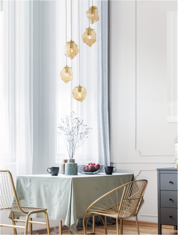 ODELLE suspensie SP5 - 9009255 - Brass Gold Metal & Amber Glass