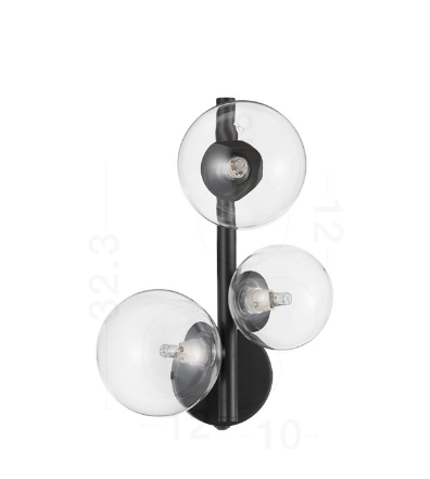 ODILLIA AP3 Matt Black Metal & Clear Glass
