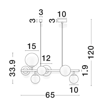 ODILLIA Suspensie SP7 Matt Black Metal & Smoky Glass [1]