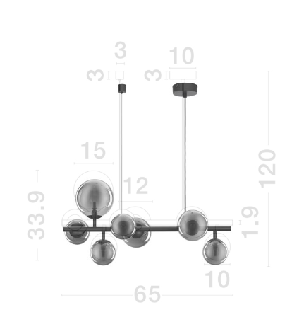 Suspensii - ODILLIA Suspensie SP7 Matt Black Metal & Smoky Glass