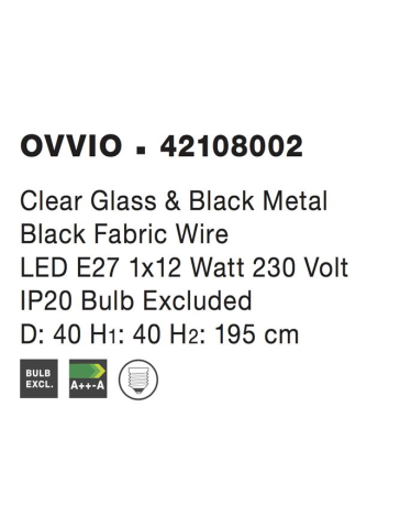 OVVIO suspensie SP1 - 42108002 - Clear Glass & Black Metal [3]