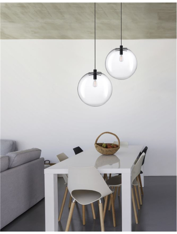 Lustre simple - OVVIO suspensie SP1 - 42108002 - Clear Glass & Black Metal