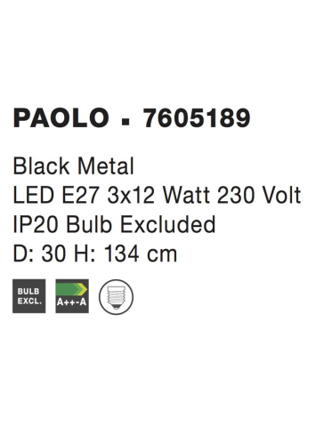 PAOLO suspensie SP3 - 7605189 - Black Metal Black & White Fabric Wire [3]