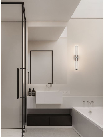 PHEME AP - Matt Black Metal, Satin Nickel & Clear Acrylic