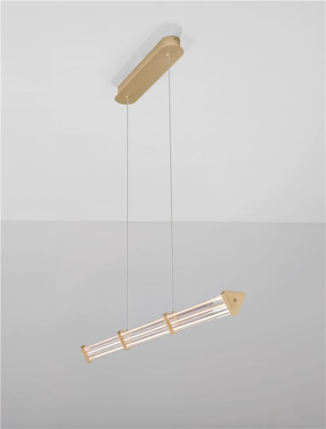 Lustre simple - PHEME SP1 - Brushed Gold Metal Base & Clear Acrylic - Orizontal - SMALL