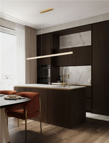 Lustre simple - PHEME SP1 - Brushed Gold Metal Base & Clear Acrylic - Orizontal