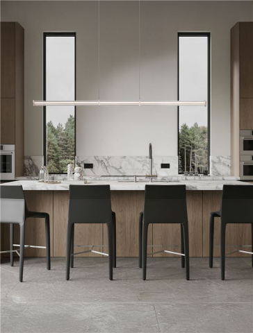 Lustre simple - PHEME SP1 - Matt Black Metal Base, Satin Nickel & Clear Acrylic - Orizontal