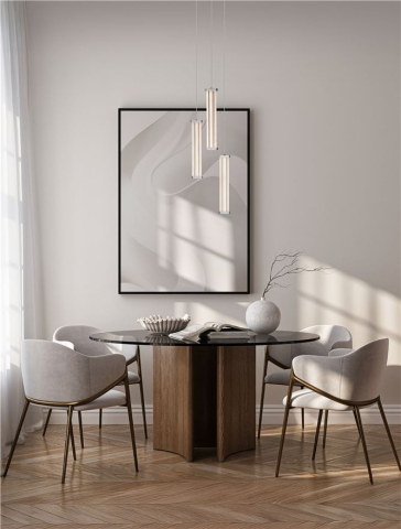 Lustre simple - PHEME SP3 - Matt Black Metal Base, Satin Nickel & Clear Acrylic