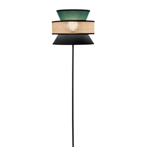 Lampadare - PIANTANA GAZEBO VERDE+NERA+RATTAN NATURALE 1XE27 D40X145CM