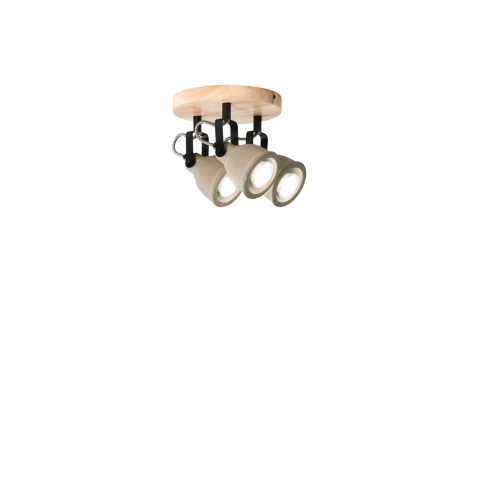 Plafoniere - PLAFONIERA KISA GRIGIA/LEGNO 3XGU10 20X20X20,3CM