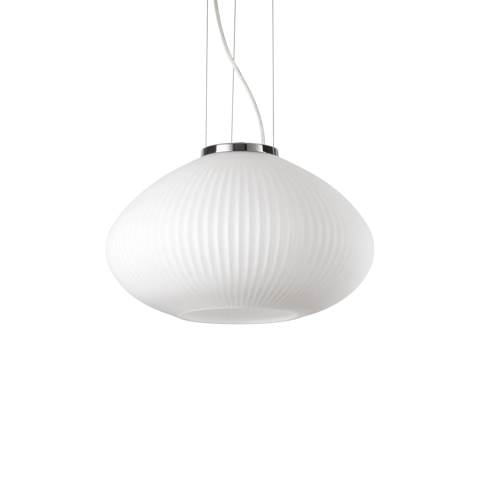 Decorative - PLISSE' SP1 D35 Crom - suspensie moderna - sticla alba