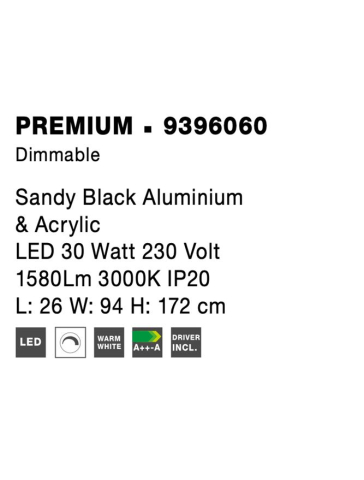 PREMIUM lampadar - 9396060 - Sandy Black Steel Aluminium & Acrylic [9]