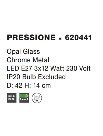 PRESSIONE plafoniera - 620441 - Opal Glass Chrome Metal [3]