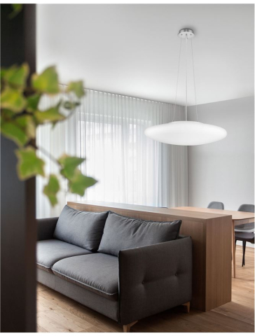 Lustre simple - PRESSIONE suspensie SP1 - 4587601 - Opal Glass Satin Metal Base Chrome Aluminium