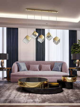Suspensie moderna Priscila 720595 LAMP 5L GOLD - SCHULLER [1]