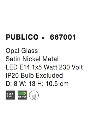 PUBLICO aplica AP1 - 667001 - Opal Glass Satin Nickel Metal [3]