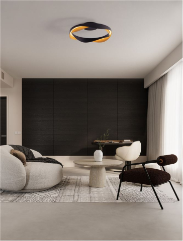 Plafoniere - RADON PL45 - Triac Dimmable Matt Black & Gold Aluminium
