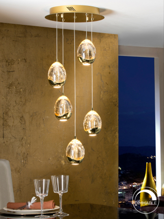Candelabre - Suspensie moderna Rocio 783529 ·ROCIO· 5 LED LAMP, Ø30, GOLD - Schuller