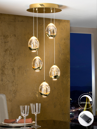 Candelabre - Suspensie moderna Rocio 783529D ·ROCIO· LED LAMP DIMMABLE, 5L, GOLD - telecomanda