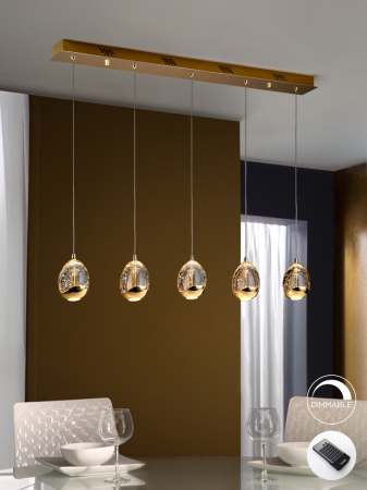 Lustre simple - Suspensie moderna Rocio 783627D ·ROCIO· LED LAMP, 5L, DIMMABLE, GOLD - telecomanda