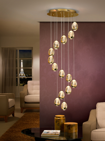 Suspensie moderna Rocio 785648B ·ROCIO· LED LAMP, 14L., GOLD, DIMMABLE - Schuller