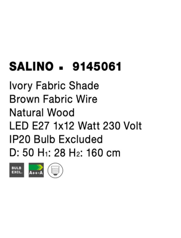 SALINO lampadar - 9145061 - Ivory Fabric Shade Brown Fabric Wire Natural Wood [7]