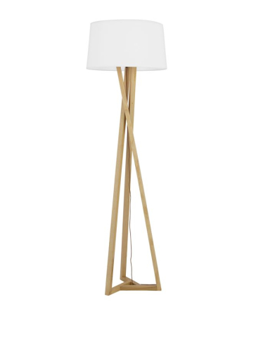 Corpuri pt interior - SALINO lampadar - 9145071 - Ivory Fabric Shade Brown Fabric Wire Natural Wood