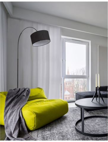 Corpuri pt interior - SAMA lampadar - 9401652 - Black Fabric Shade, Black Aluminium Base