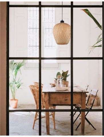 Lustre simple - SCARLET suspensie SP1 - 9142499 - Natural Bamboo Black PVC Wire & Base